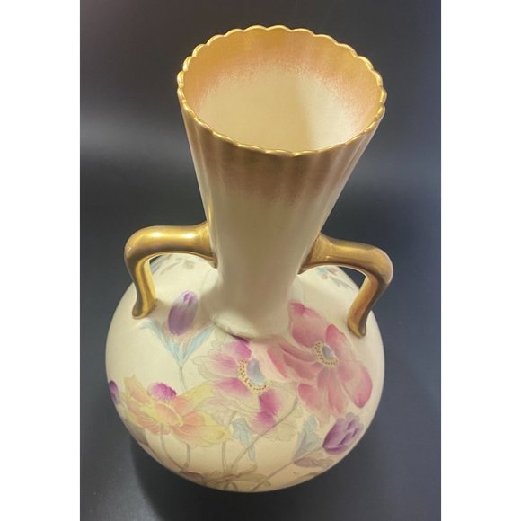 Vintage Early Adderley Two Handled Floral Vase Gold Gilt Made In England - Picture 8 of 8